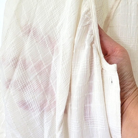 L*Space Button Up Duster Maxi Dress Semi-Sheer Beach Cover Up in Cream Plaid - Picture 4 of 7